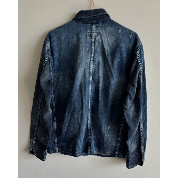 Sun Stone Mens Long Sleeve with Pockets Bateman Military Jacket Denim Blue Sz M - Picture 4 of 11